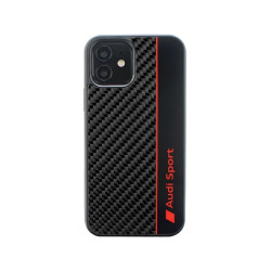 Audi Coque rigide noire pour iPhone 11/Xr. bande en fibre de carbone