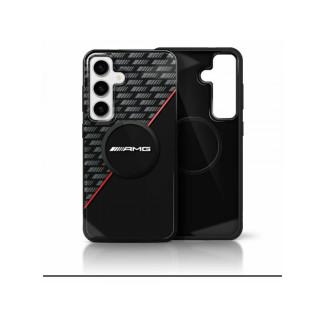AMG Coque noire/rouge pour Samsung Galaxy S25. motif losanges. MagSafe