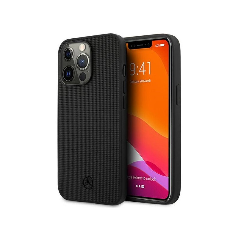 Mercedes iPhone 13/13 Pro black hardcase Leather Meshed Metal Logo Mercedes iPhone 13/13 Pro black hardcase Leather Meshed Metal Logo