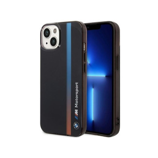 BMW iPhone 13/14/15 Coque Noire IML Rayure Tricolore