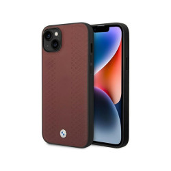 BMW Étui en cuir bordeaux pour iPhone 13/14/15 avec motif en diamant