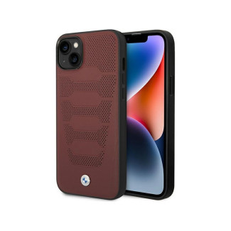 BMW Étui en cuir bordeaux pour iPhone 13/14/15 avec motif de sièges en cuir