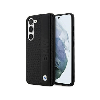 BMW Coque Rigide Samsung Galaxy S23+ S916 Noir Cuir Texture Rayures MPN
