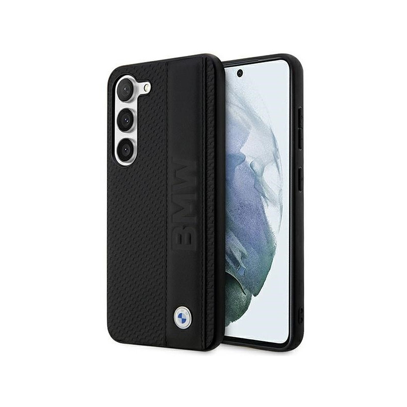 BMW Coque Rigide Samsung Galaxy S23+ S916 Noir Cuir Texture Rayures MPN BMW Coque Rigide Samsung Galaxy S23+ S916 Noir Cuir Texture Rayures MPN