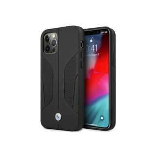 BMW iPhone 12 Pro Max black hardcase Leather Perforate Sides
