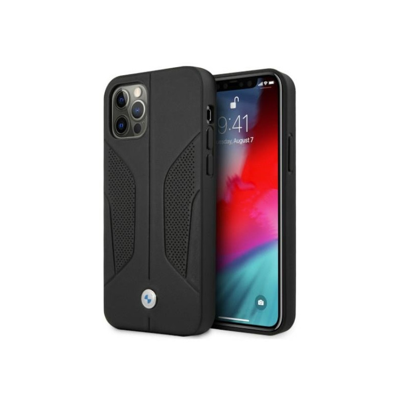 BMW iPhone 12 Pro Max black hardcase Leather Perforate Sides BMW iPhone 12 Pro Max black hardcase Leather Perforate Sides