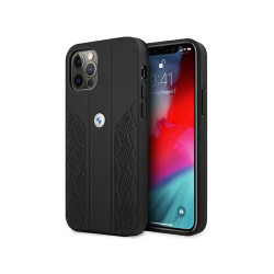 BMW iPhone 12 Pro Max black hardcase Leather Curve Perforate