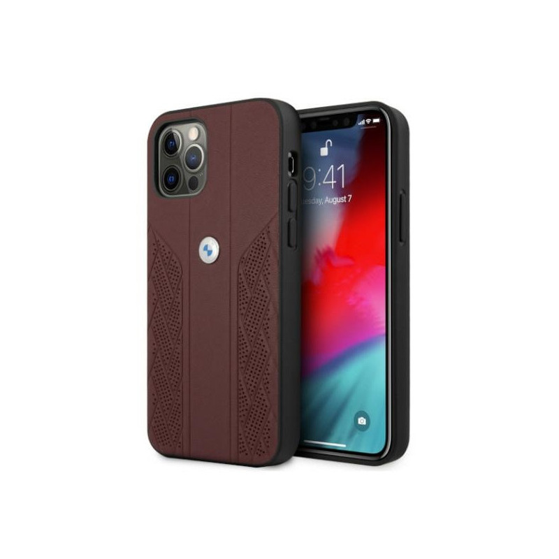 BMW iPhone 12 Pro Max red hardcase Leather Curve Perforate BMW iPhone 12 Pro Max red hardcase Leather Curve Perforate
