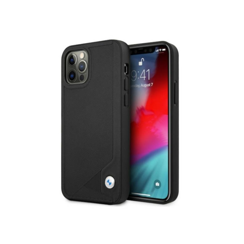 BMW iPhone 12/12 Pro black hardcase Leather Deboss BMW iPhone 12/12 Pro black hardcase Leather Deboss