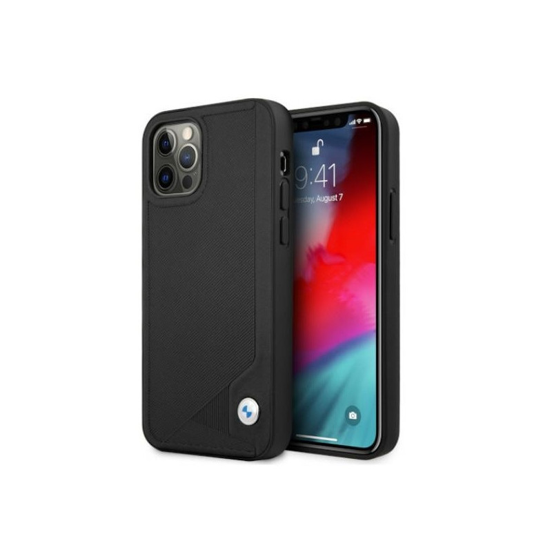 BMW iPhone 12 Pro Max black hardcase Leather Deboss BMW iPhone 12 Pro Max black hardcase Leather Deboss