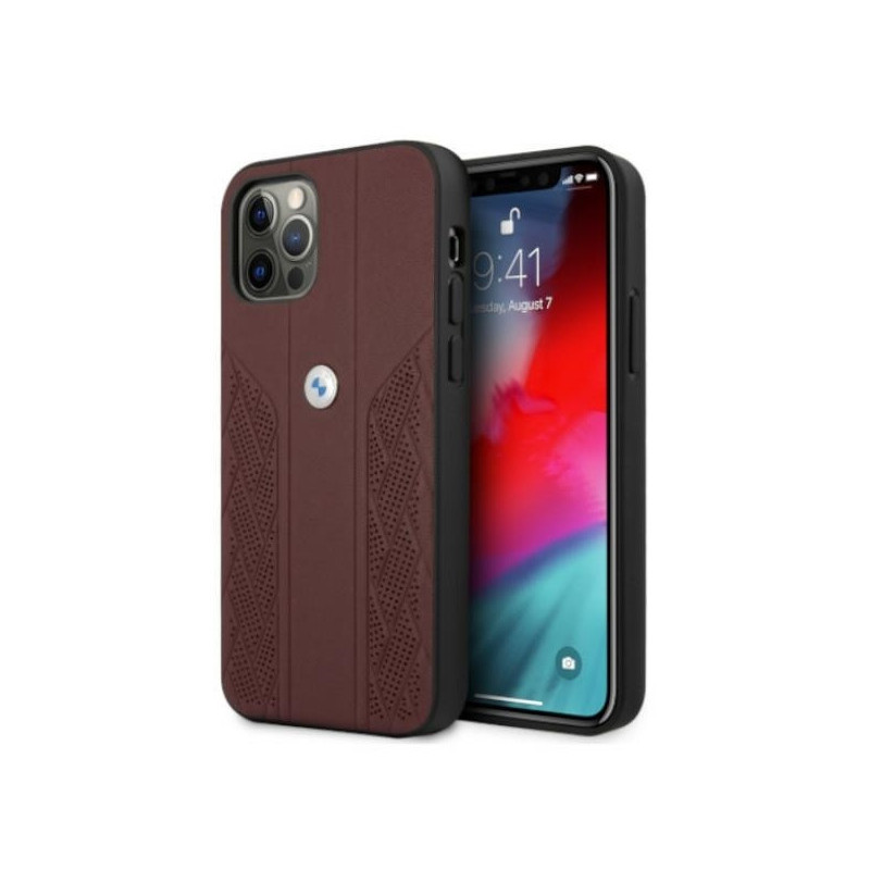 BMW iPhone 12/12 Pro red hardcase Leather Curve Perforate BMW iPhone 12/12 Pro red hardcase Leather Curve Perforate
