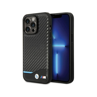 BMW iPhone 13 Pro Max black hardcase Leather Carbon