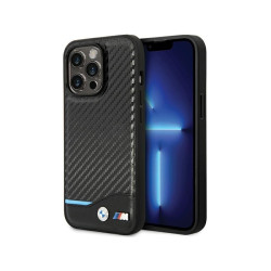 BMW iPhone 13 Pro Max black hardcase Leather Carbon