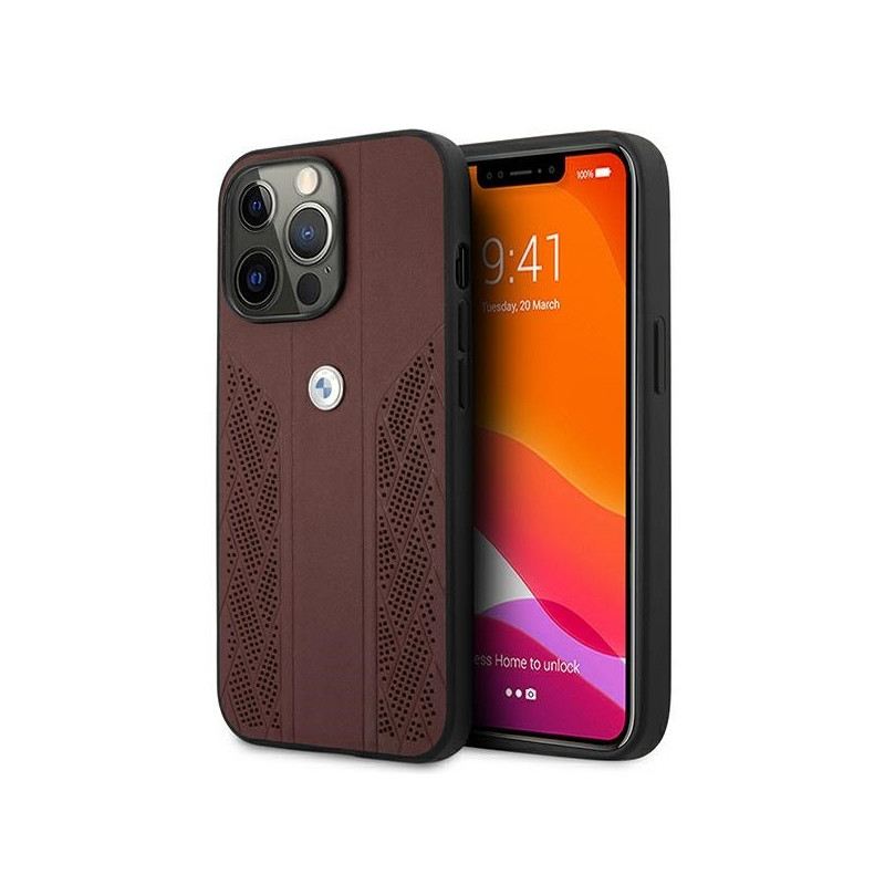 BMW iPhone 13/13 Pro red hardcase Leather Curve Perforate BMW iPhone 13/13 Pro red hardcase Leather Curve Perforate