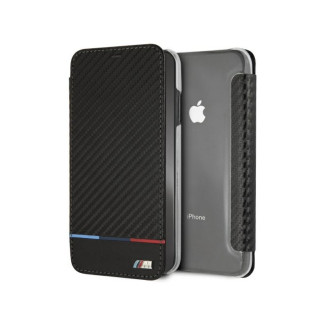 BMW Étui iPhone XS Max Noir Carbone Bandes Tricolores MPN