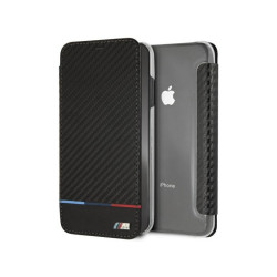BMW Étui iPhone XS Max Noir Carbone Bandes Tricolores MPN