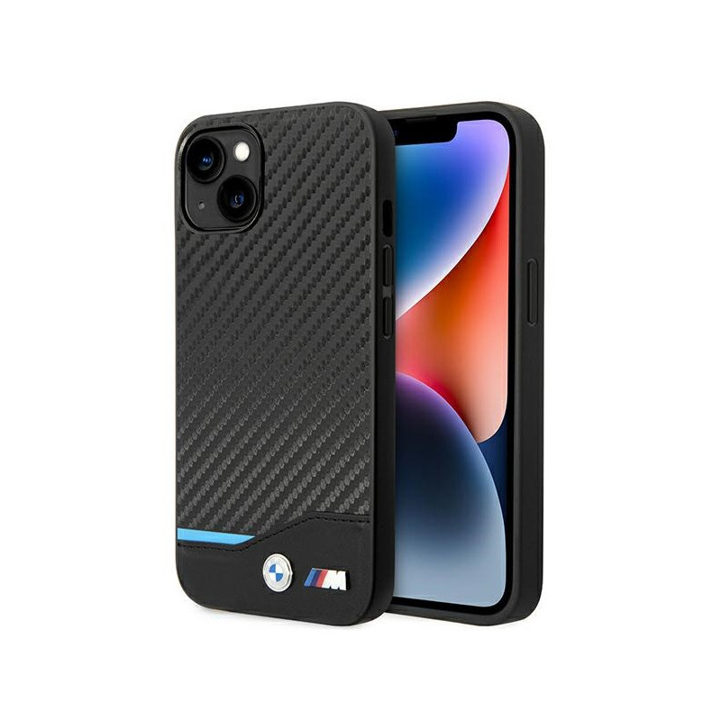 BMW iPhone 13/14/15 Coque Noire Cuir Carbone BMW iPhone 13/14/15 Coque Noire Cuir Carbone