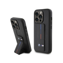 BMW Coque noire rigide Grip avec estampage chaud pour iPhone 15 Pro Max
