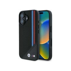BMW iPhone 16 black hardcase M Meshed Tricolor Stripes MagSafe