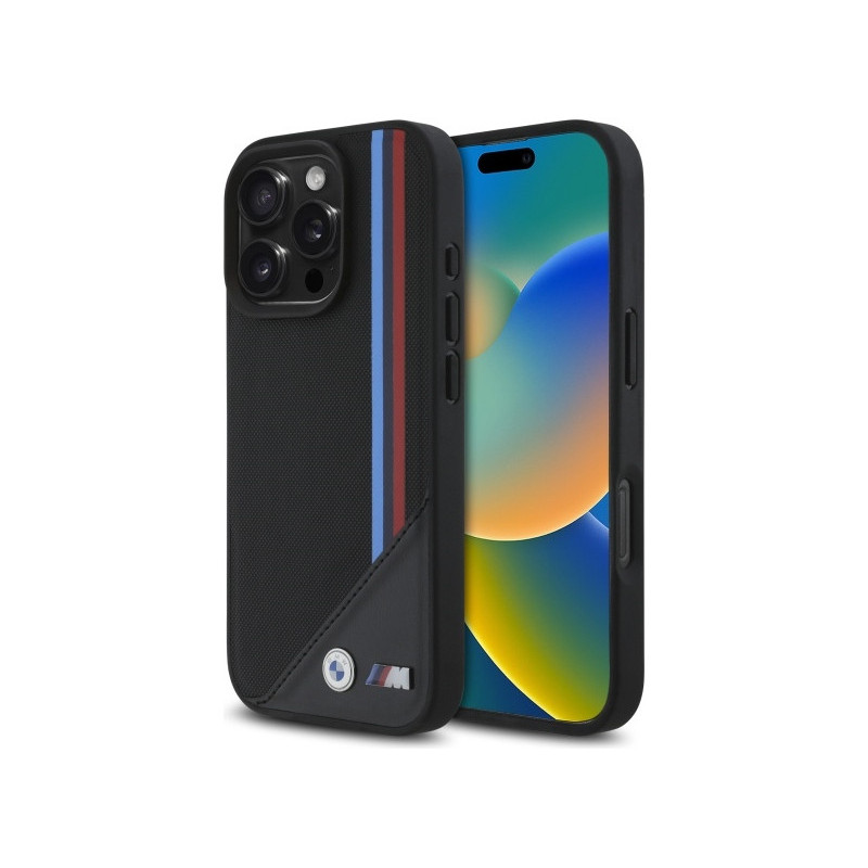 BMW Coque pour iPhone 16 Pro Max noire M Maille Tricolore MagSafe BMW Coque pour iPhone 16 Pro Max noire M Maille Tricolore MagSafe
