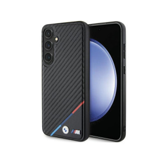 BMW Coque pour Samsung S24 S921 noire Carbone Ligne Tricolore MagSafe
