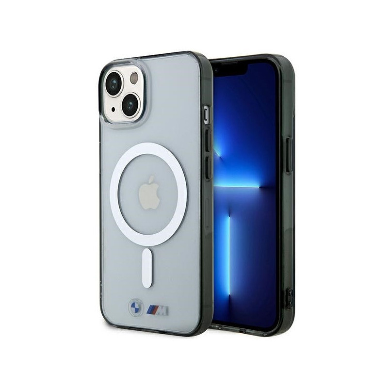 BMW Coque dure transparente iPhone 14 Plus/15 Plus Anneau Argent MagSafe BMW Coque dure transparente iPhone 14 Plus/15 Plus Anneau Argent MagSafe