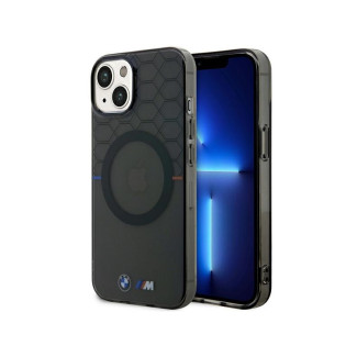 BMW Étui gris avec motif pour iPhone 13/14/15 avec MagSafe