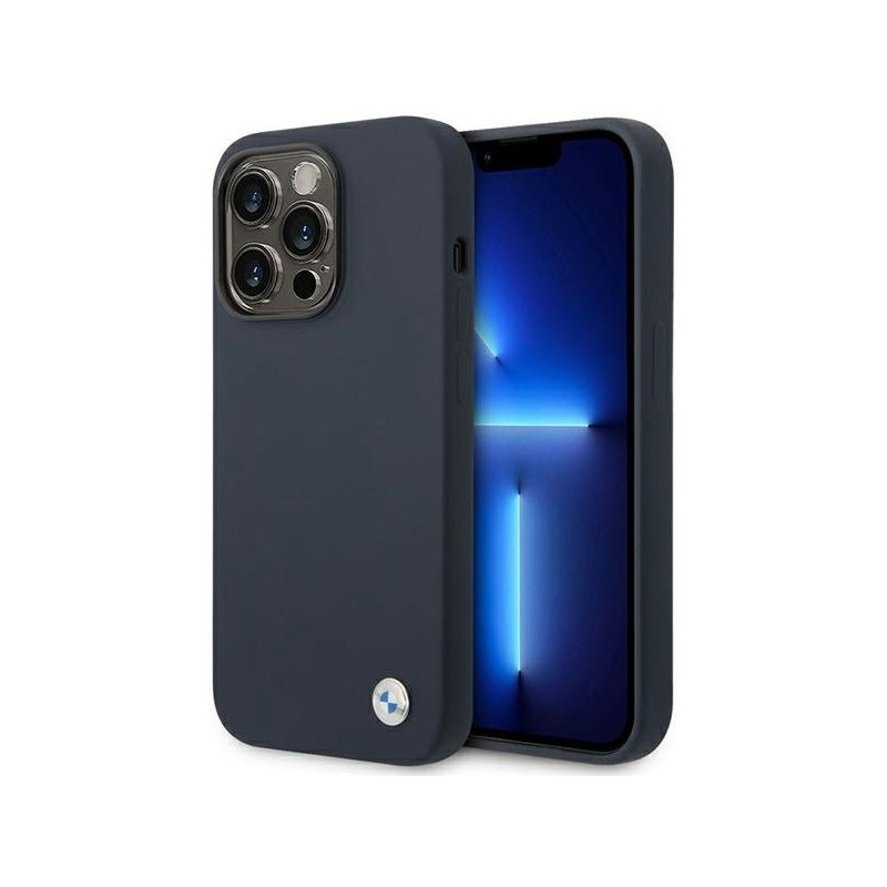 BMW Coque bleu marine en silicone avec logo pour iPhone 14 Pro MagSafe BMW Coque bleu marine en silicone avec logo pour iPhone 14 Pro MagSafe