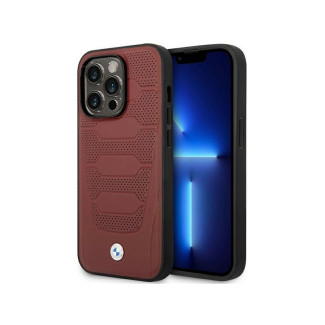 BMW Coque bordeaux en cuir à motif sièges pour iPhone 14 Pro Max MagSafe