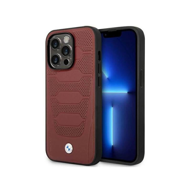 BMW Coque bordeaux en cuir à motif sièges pour iPhone 14 Pro Max MagSafe BMW Coque bordeaux en cuir à motif sièges pour iPhone 14 Pro Max MagSafe