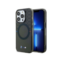 BMW Coque grise rigide à motif pour iPhone 14 Pro Max MagSafe