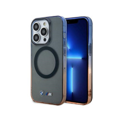 BMW Coque grise rigide à bumper dégradé pour iPhone 14 Pro Max MagSafe