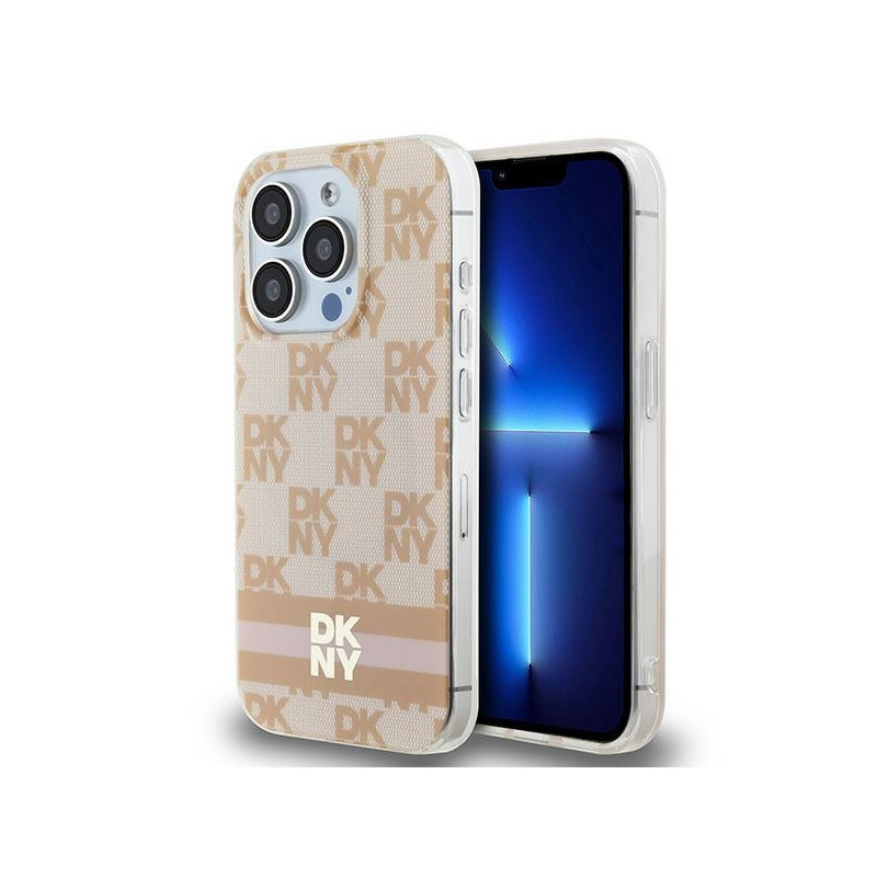 DKNY Coque iPhone 15 Pro Max rigide rose IML damier mono & imprimé S DKNY Coque iPhone 15 Pro Max rigide rose IML damier mono & imprimé S