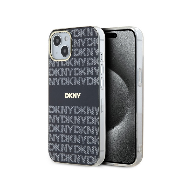 DKNY Coque noire pour iPhone 13/14/15 IML mono et rayures MagSafe DKNY Coque noire pour iPhone 13/14/15 IML mono et rayures MagSafe