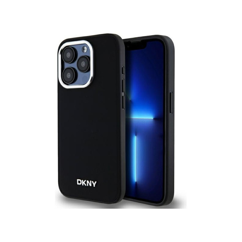 DKNY Coque rigide noire pour iPhone 15 Pro Max uni logo MagSafe