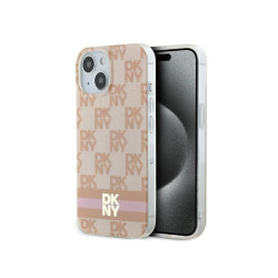 DKNY Coque rigide rose IML damier mono imprimé pour iPhone 13/14/15