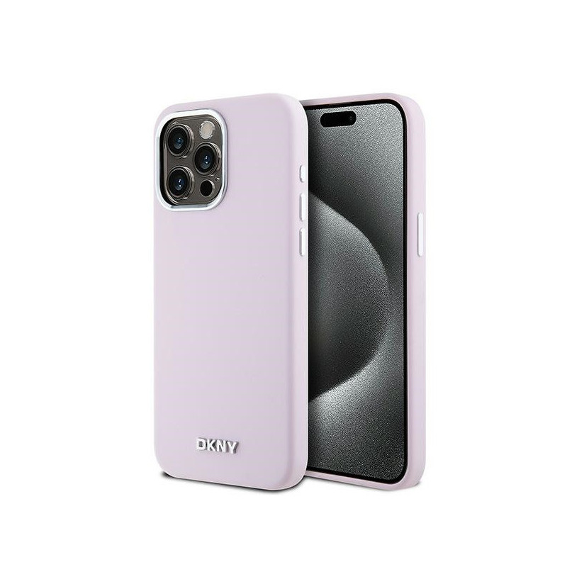 DKNY Coque pour iPhone 14 Pro Max Rose Silicone MagSafe