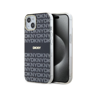 DKNY Coque rigide noire IML rayures MagSafe pour iPhone 14 Plus/15 Plus