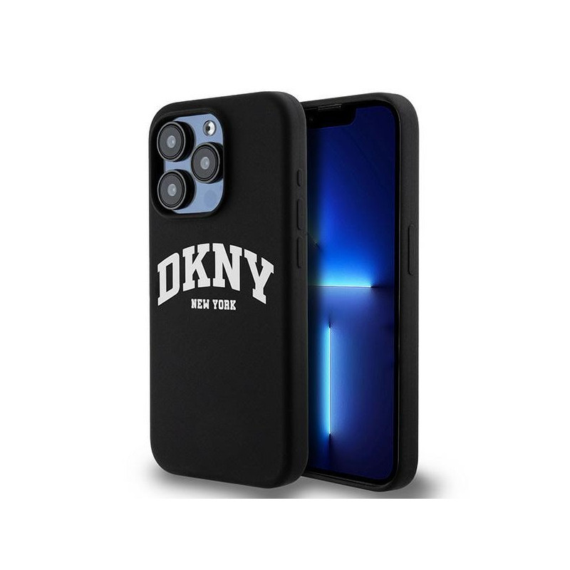 Coque DKNY pour iPhone 15 Pro ? Silicone Noir Logo Blanc MagSafe Coque DKNY pour iPhone 15 Pro ? Silicone Noir Logo Blanc MagSafe