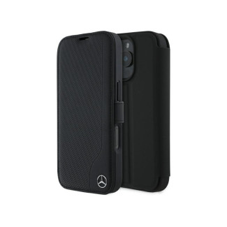 Mercedes iPhone 16 Pro black bookcase Leather Wood Imitation