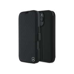 Mercedes iPhone 16 Pro black bookcase Leather Wood Imitation
