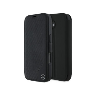 Mercedes iPhone 16 black bookcase Leather Wood Imitation