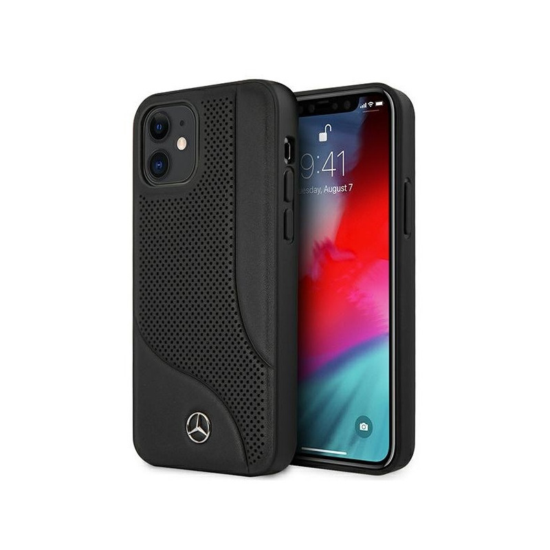 Mercedes iPhone 12 mini black hardcase Leather Perforated Area Mercedes iPhone 12 mini black hardcase Leather Perforated Area