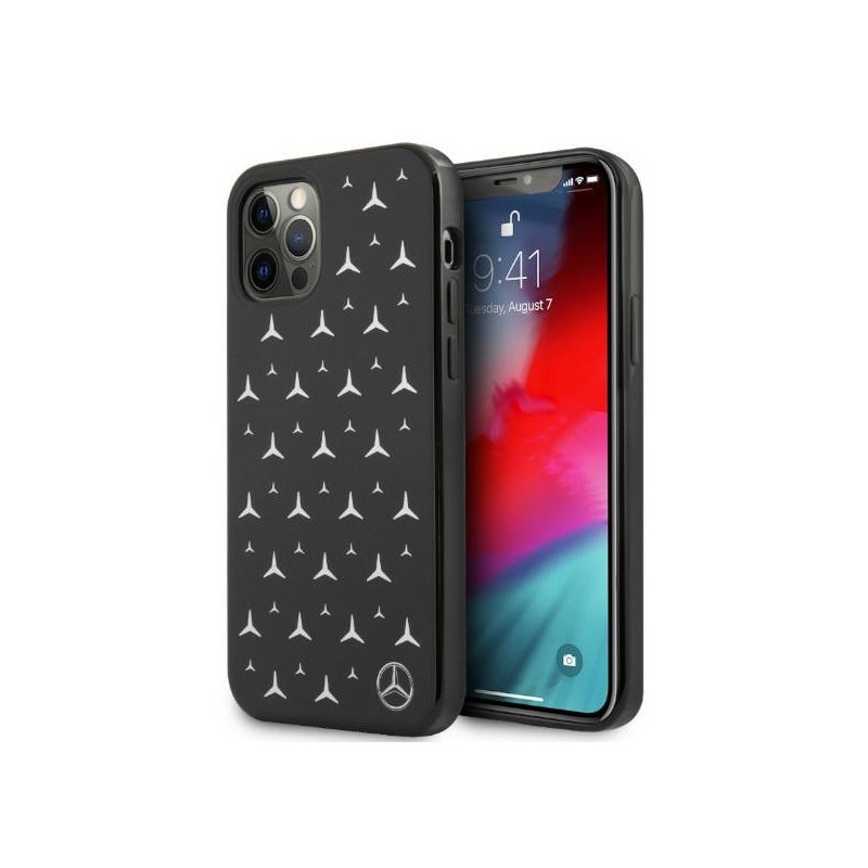 Mercedes iPhone 12/12 Pro black hardcase Silver Stars Pattern Mercedes iPhone 12/12 Pro black hardcase Silver Stars Pattern
