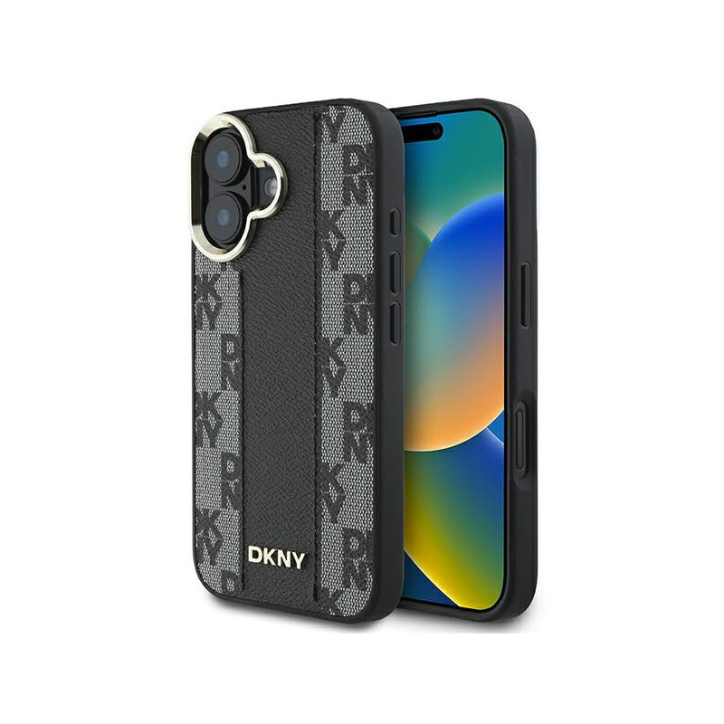 DKNY Coque iPhone 16 Plus rigide noire damier Magsafe DKNY Coque iPhone 16 Plus rigide noire damier Magsafe