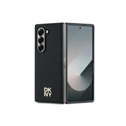 DKNY Coque pour Samsung Galaxy Z Fold6 noire motif répétitif empilage logo