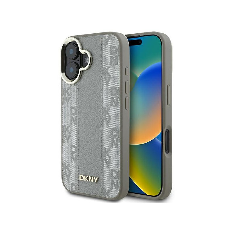 DKNY Coque iPhone 16 rigide beige damier Magsafe DKNY Coque iPhone 16 rigide beige damier Magsafe