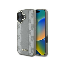 DKNY Coque iPhone 16 rigide beige damier Magsafe