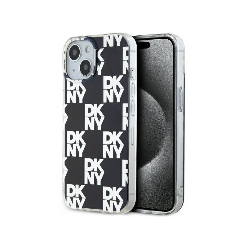 DKNY Coque noire pour iPhone 13/14/15 motif à carreaux mono IML DKNY Coque noire pour iPhone 13/14/15 motif à carreaux mono IML