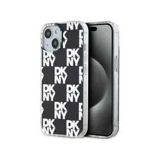 DKNY Coque rigide noire IML damier mono pour iPhone 14 Plus/15 Plus